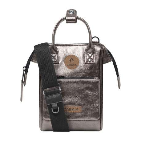 Sac à bandoulière bronze satiné pourvu d'une fermeture zippée