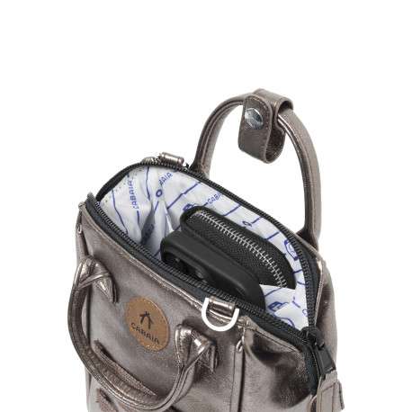 Sac à bandoulière bronze satiné pourvu d'une fermeture zippée - Image 3