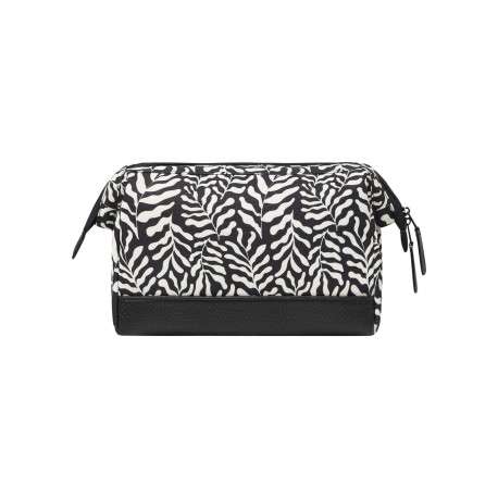 Trousse noire et blanche au motif végétal pourvue d'une fermeture zippée - Image 2