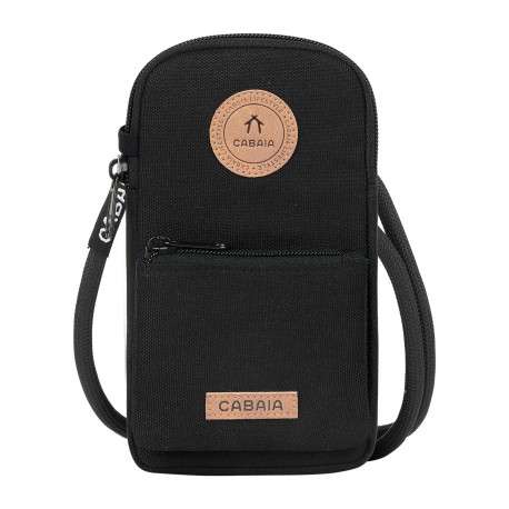 Pochette noire à bandoulière amovible pour téléphone portable
