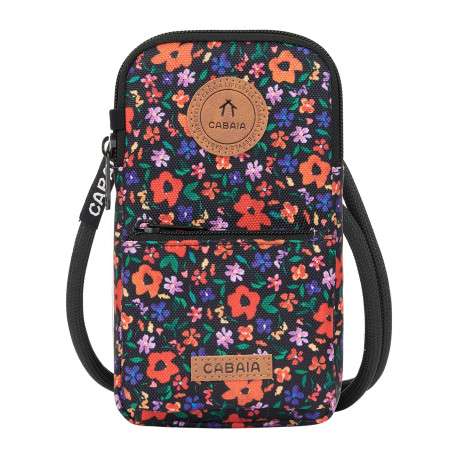 Pochette multicolore à bandoulière amovible ornée d'un motif floral