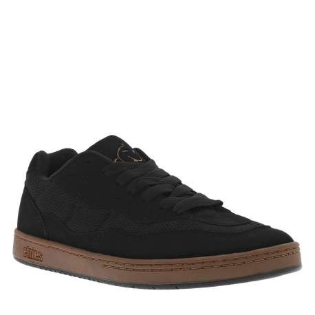 Baskets noires à talon plat avec des lacets noirs et logo de la marque - Image 3