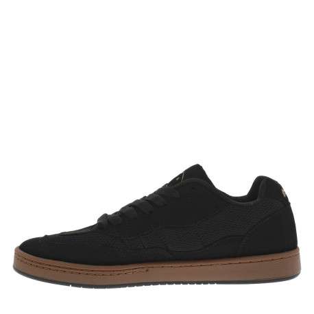 Baskets noires à talon plat avec des lacets noirs et logo de la marque
