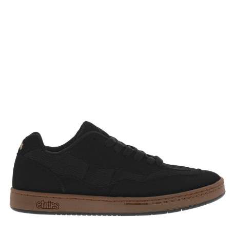 Baskets noires à talon plat avec des lacets noirs et logo de la marque - Image 2