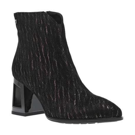 Boots en cuir noires avec un talon décroché haut ouvert et un zip - Image 3