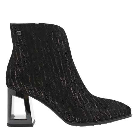 Boots en cuir noires avec un talon décroché haut ouvert et un zip - Image 2