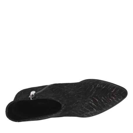 Boots en cuir noires avec un talon décroché haut ouvert et un zip - Image 4