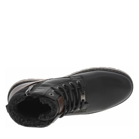 Bottines noires à talon plat pourvues d'une fermeture zippée et de lacets - Image 5