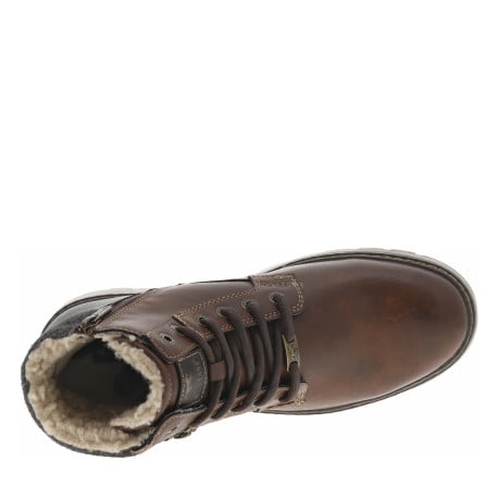 Bottines cognac à talon plat pourvues d'une fermeture zippée et de lacets - Image 5