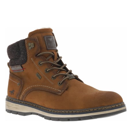 Bottines cognac à talon plat pourvues d'une fermeture zippée et de lacets - Image 4