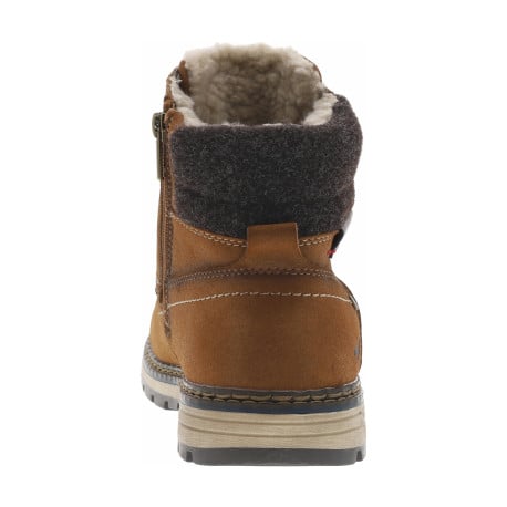 Bottines cognac à talon plat pourvues d'une fermeture zippée et de lacets - Image 7