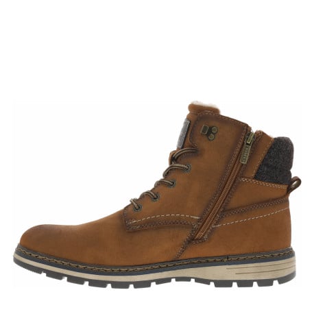 Bottines cognac à talon plat pourvues d'une fermeture zippée et de lacets - Image 3