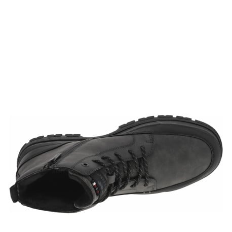 Bottines grises à talon plat pourvues d'une fermeture zippée et de lacets - Image 5