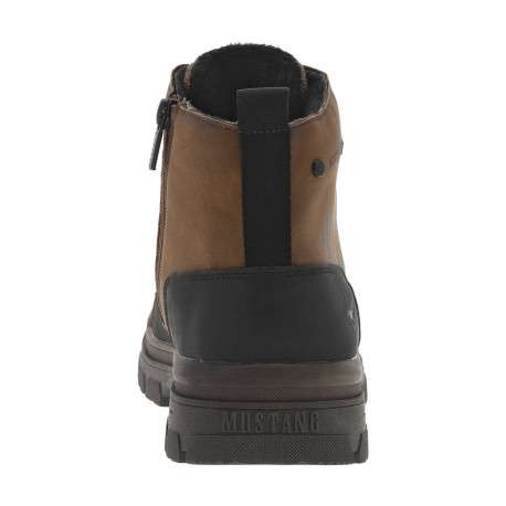 Bottines cognac à talon plat avec un logo imprimé sur le côté - Image 6