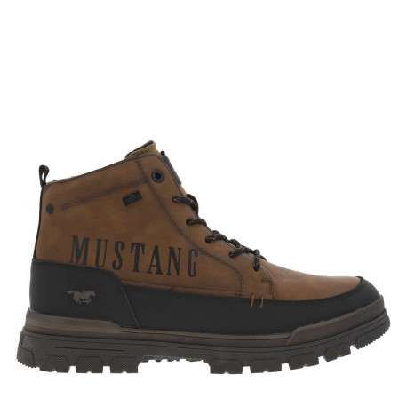 Bottines cognac à talon plat avec un logo imprimé sur le côté - Image 2