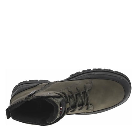 Bottines olive à talon plat pourvues d'une fermeture zippée et de lacets - Image 5