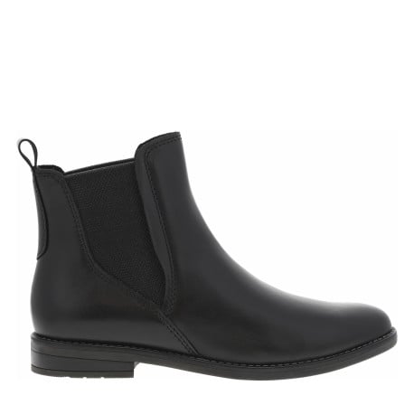 Boots en cuir noires à talon décroché bas pourvues de soufflets élastiqués