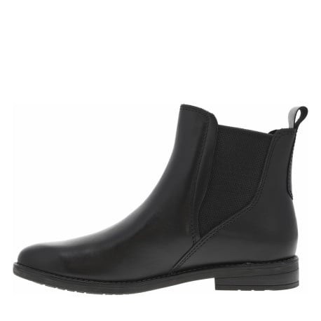 Boots en cuir noires à talon décroché bas pourvues de soufflets élastiqués - Image 2