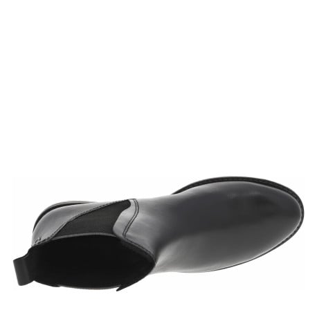 Boots en cuir noires à talon décroché bas pourvues de soufflets élastiqués - Image 4