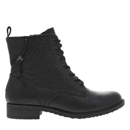 Bottines en cuir noires à talon décroché bas avec des lacets un zip latéral - Image 2