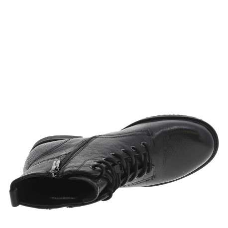 Bottines en cuir noires à talon décroché bas avec des lacets un zip latéral - Image 4