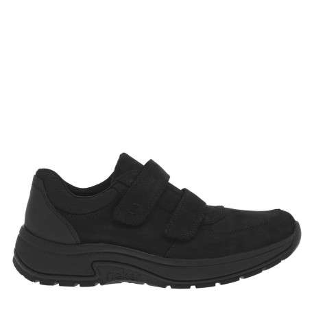 Sneakers en cuir noires à talon plat et à bandes auto-agrippantes - Image 2
