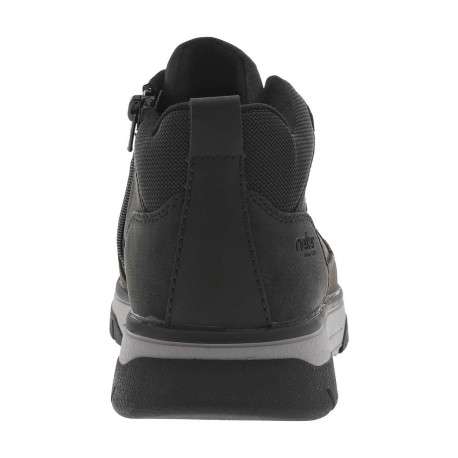 Bottines noires à talon plat avec des lacets ronds et un zip latéral - Image 6