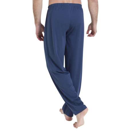 Pyjama en coton bleu marine et gris pourvu de manches longues - Image 4