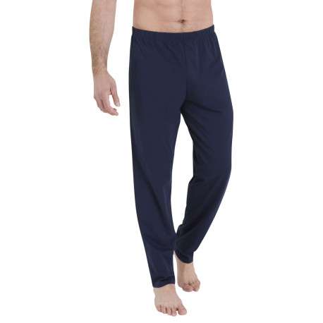 Pyjama en coton bleu uni pourvu d'un col v et de manches longues - Image 2