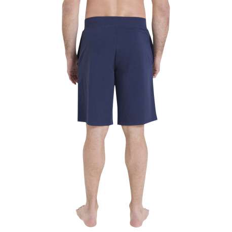Pyjama en coton bleu marine et jaune pourvu de manches courtes - Image 4