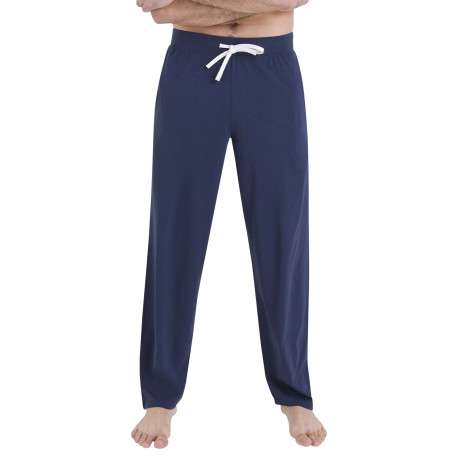 Pyjama en coton marine pourvu d'un col boutonné et de manches longues - Image 2
