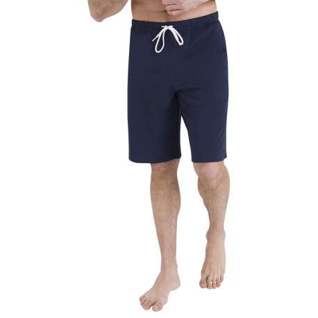 Pyjama short en coton bleu rayé pourvu d'un col rond et de manches courtes - Image 2