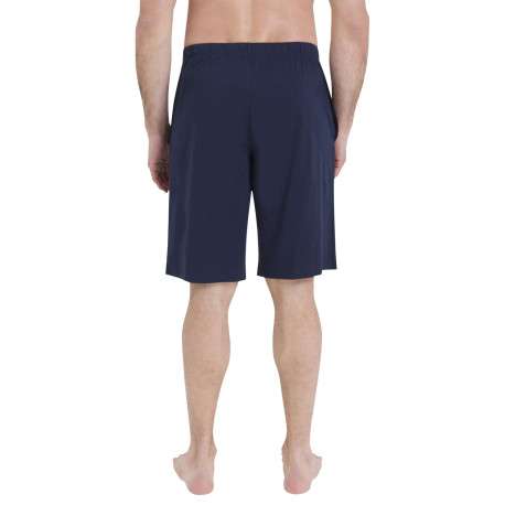 Pyjama short en coton bleu rayé pourvu d'un col rond et de manches courtes - Image 4