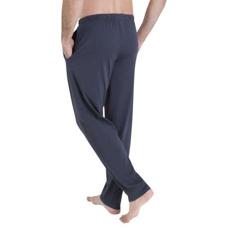 Pyjama en coton bleu rayé pourvu d'un col rond et de manches longues - Image 4