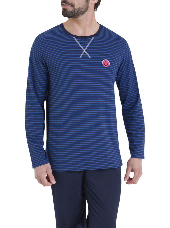 Pyjama en coton bleu marine...
