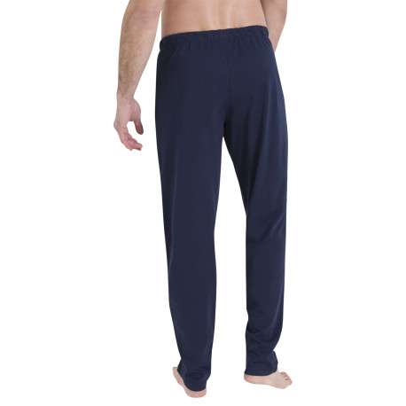 Pyjama en coton bleu marine rayé pourvu d'un col rond et de manches longues - Image 4