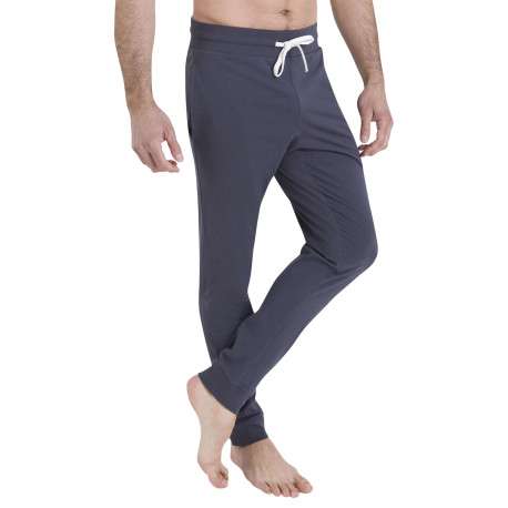 Pyjama en coton noir et gris pourvu d'un col rond et de manches longues - Image 2