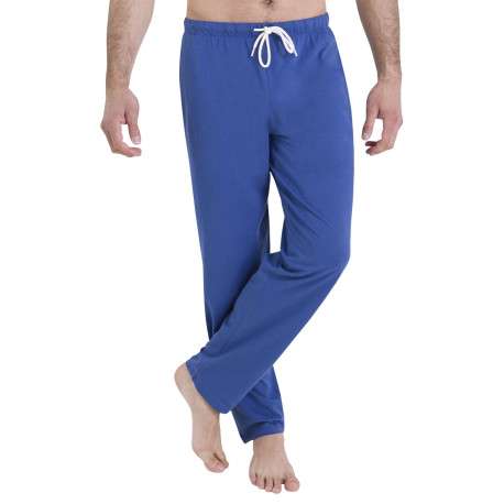 Pyjama en coton bleu imprimé à l'avant et pourvu d'un col rond - Image 2