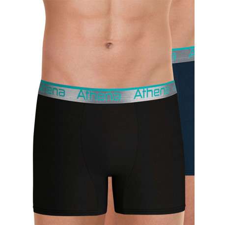 Lot de 2 boxers longs multicolores pourvus du logo de la marque - Image 3