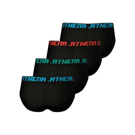 Lot de 4 slips en coton noirs pourvus du logo de la marque sur la ceinture - Image 2
