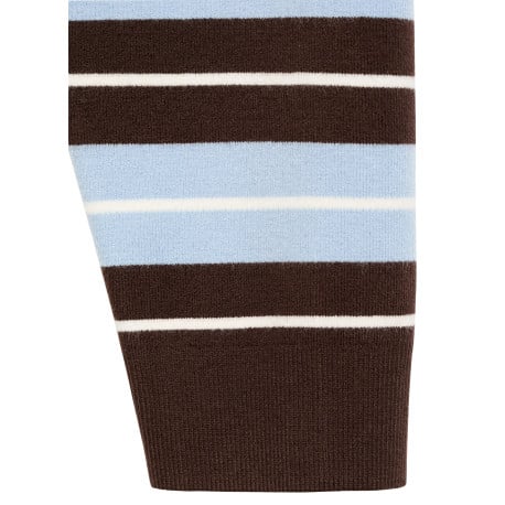 Pull marron et bleu rayé avec une coupe ample et un col rond - Image 3