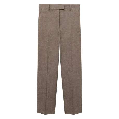 Pantalon chino taupe à motif chevronné avec une coupe droite
