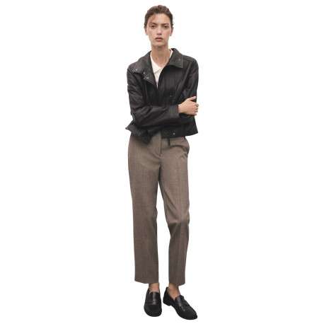 Pantalon chino taupe à motif chevronné avec une coupe droite - Image 4