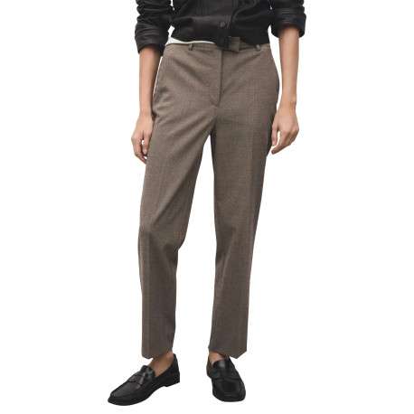 Pantalon chino taupe à motif chevronné avec une coupe droite - Image 6
