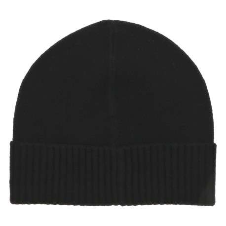 Bonnet en coton et laine mélangé noir en maille fine et logo brodé - Image 2