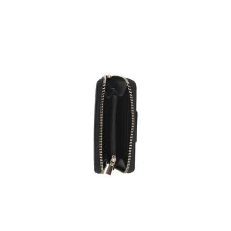 Portefeuille noir brillant avec un zip et logo de la marque - Image 2