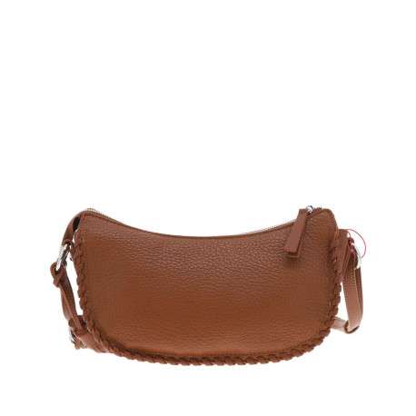 Sac bandoulière camel uni avec poche zippée et patch avec logo - Image 3