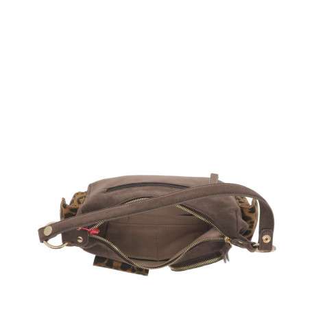 Sac porté épaule marron avec motifs léopards sur les poches de devant et côtés - Image 4