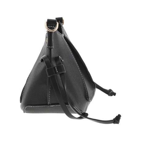 Sac porté à l'épaule noir uni avec un zip et logo de la marque - Image 2