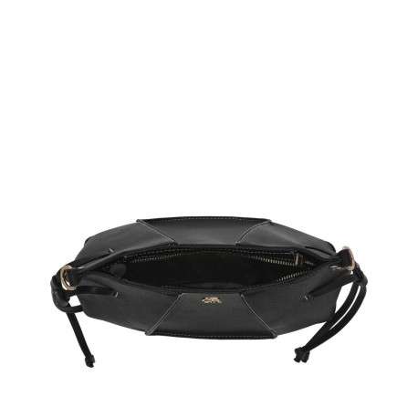 Sac porté à l'épaule noir uni avec un zip et logo de la marque - Image 4